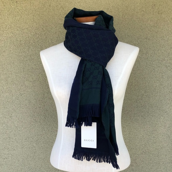 NEW Gucci reversible jacquard wool logo scarf - Picture 1 of 9